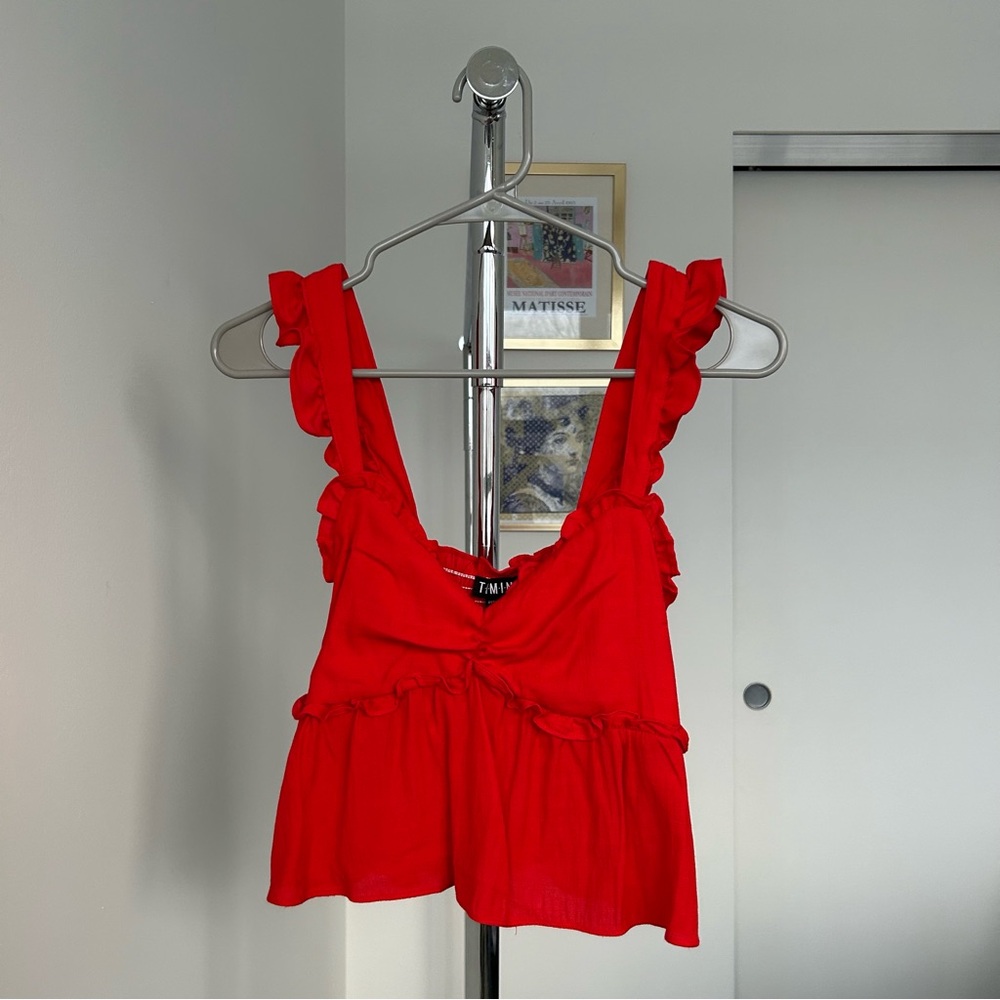 Red cropped blouse